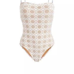 Cream Patterned One-Piece Swimsuit